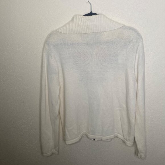 Vintage‎ Tiara International Cardigan Womens Size L White Floral Embroidered Zip - Picture 3 of 10